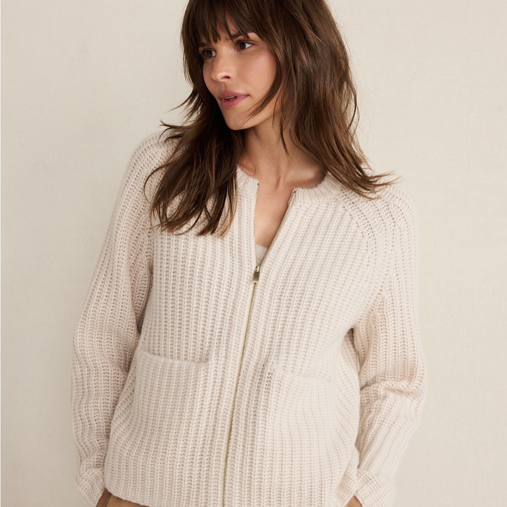 Talbots Women's Cream Cashmere Cardigan Sweater